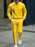 Men's Greek Key Pattern Casual Polo Tracksuit Set