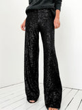 Women's Elegant Shiny Sequins Straight-Leg Pants