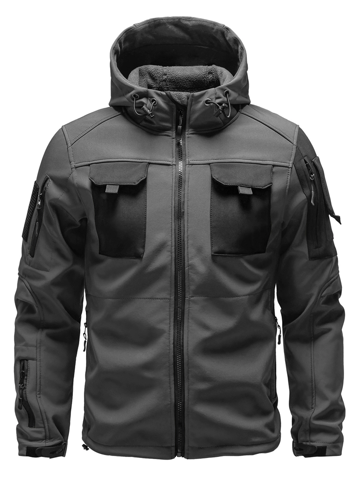Men's Outdoor Warm Fleece Lined Hooded Tactical Coats