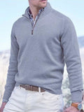 Men's Stand Collar Pullover Ribbed Hem Knitted Sweater
