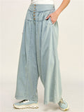 Women's Retro High Rise Wide Leg Denim Pants