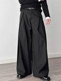 Men's Cool High Street Wrinkled Design Wide-Leg Casual Suit Pants