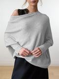 Ladies Oversized Batwing Sleeve Boatneck Knit Sweaters