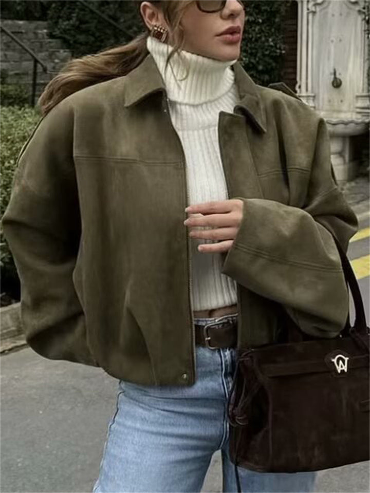 Women's Trendy Zipper Chic BatWing Sleeve Bomber Jackets