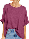 Summer Candy Color Women's Round Neck Short Sleeve T-shirt