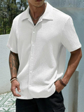 Men's Summer Wear Textured Short Sleeve Button Down Shirts