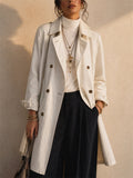 Women Classic Double Breasted Mid Length Trench Coat