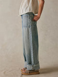 Vintage Patch Pocket Straight-Leg Jeans for Women