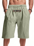 Men's Solid Color Casual Drawstring Beach Shorts