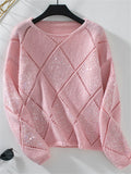 Women's Autumn Trendy Hollow Sequined Rhombus Knitted Sweaters
