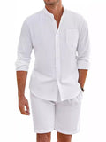 Men's Comfy Short Sleeved Button Up Beach Linen Set