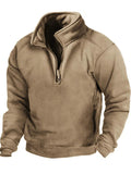 Warm Men's Half Zip Pullover Stand Collar Fleece Sweatshirts