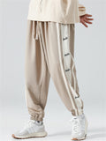Men's Plus Size Side Stripe Letter Print Drawstring Jogger Pants