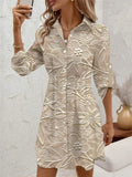 Women's Summer Holiday Style Printed Button Up Lapel Shirt Dress