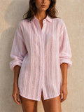 Women Breathable Button Down Long Sleeve Oversized Shirt