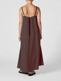 Ladies Contrast Color Lace-Up Spaghetti Strap Summer Dress