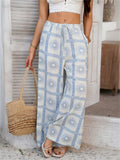 Women's Boho Holiday Style Printed Drawstring Wide Leg Pants