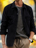 Men's Autumn Corduroy Long-sleeved Casual Pocket Lapel Jackets