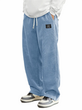 Men's Autumn Loose Solid Color Corduroy Drawstring Straight Leg Trousers