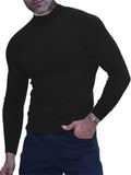 Men's Autumn Solid Color Semi High Neck Long-sleeve Undershirts