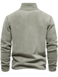 Men's Stand Collar Half-zipper Pullover Autumn Long Sleeve Fleece Tops