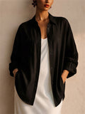 Womens Glossy Sun Protection Oversized Button Down Shirt