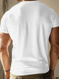 Men's Casual Solid Color Stripe Short Sleeve Henley T-Shirt