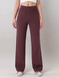 ‌Women's Casual High Waist Wide Leg Front Buttons Pants‌