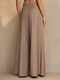 Womens Vintage High Waist Wide Leg Pleated Office Work Dress Pants