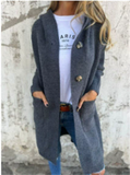 Women's Simple Solid Color Single Breasted Mid Length Cardigan Sweaters