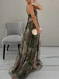 Women's Summer Mesh Spaghetti Strappy Full Length Dress