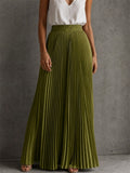 Women High Waisted  A Line Flowy Pleated Maxi Skirts