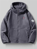 Men's Plus Size Autumn Solid Color Zipper Long Sleeve Cardigan Fleeced Hoodie