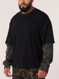 Men's Oversized Long Sleeve T-Shirt with Letter Print & Cuff Design