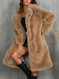 Women's Trendy Winter Mid-Length Faux Fur Fluffy Cardigan Coats