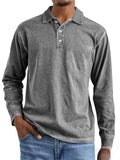 Men's Casual Distressed Long Sleeve Lapel Solid Color Shirts
