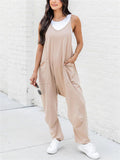 Women's Summer Simple U Neck Breathable Overalls