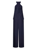 Female Popular Casual Halter Neck Sleeveless Solid Color Outfit