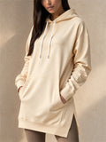 Women Casual Oversized Hoodie Long Sweatshirt with Side Slits