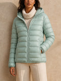 Women Hooded Puffer Jacket Zip Up Lightweight Outerwear
