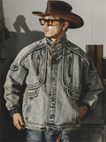 Men's Retro Classic Cotton Long Sleeve Denim Motorcycle Jacket