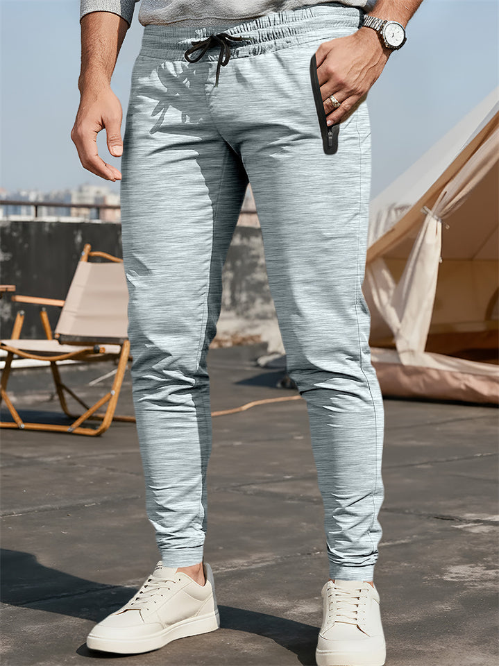 Men's Autumn Drawstring Zipper Sporty Fitted Pants