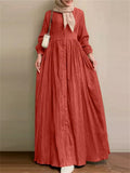 Muslim Vintage Women's High-Rise Button Up Dress