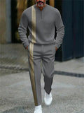 Men's Greek Key Pattern Casual Polo Tracksuit Set