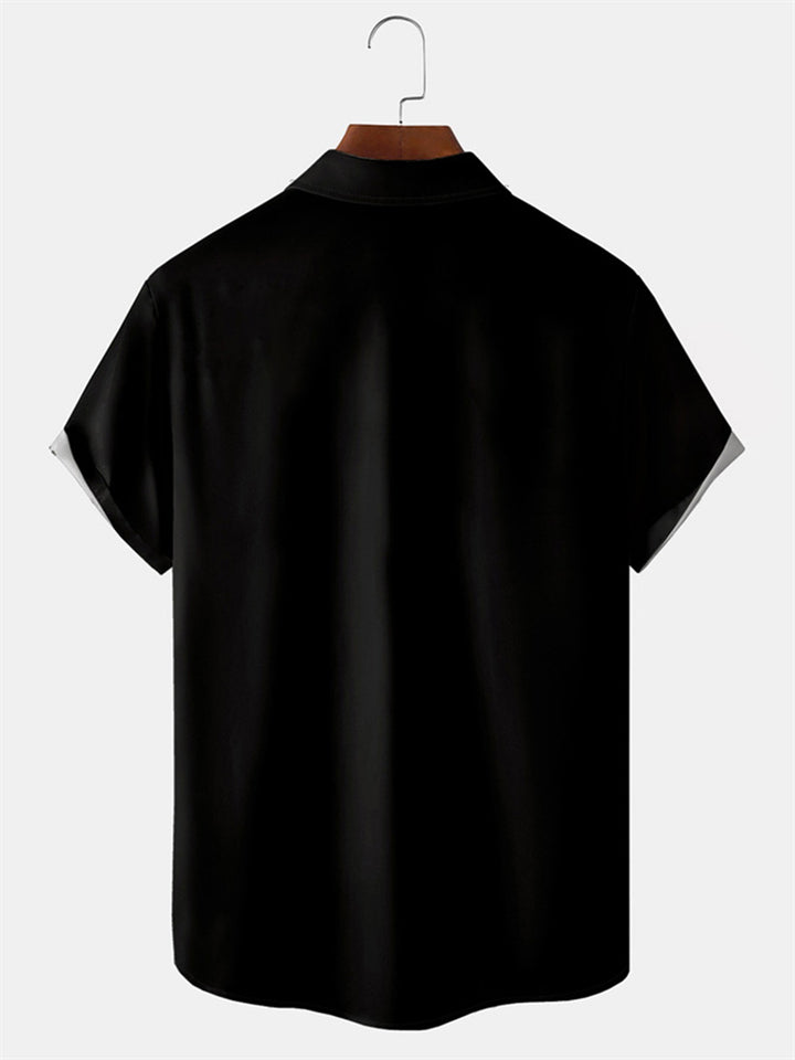 Men's Poker Graphic Print Black White Red Stripe T-Shirt