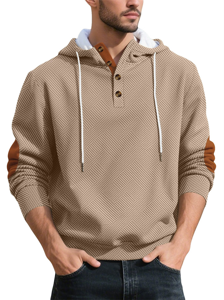 Men's Simple Loose Pullover Geometric Stripe Long-sleeved Sports Hoodie