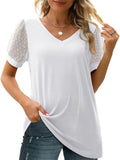Women's Elegant Mesh Puff Sleeve V-Neck Slim Fit Shirt