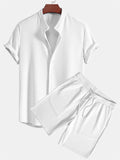 Men's 2Pcs Summer Button Up Short Sleeve Beach Shirt & Shorts Set