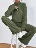 Women's Leisure Home High Collar Knitted Warm Pajamas ( 2 Pieces )