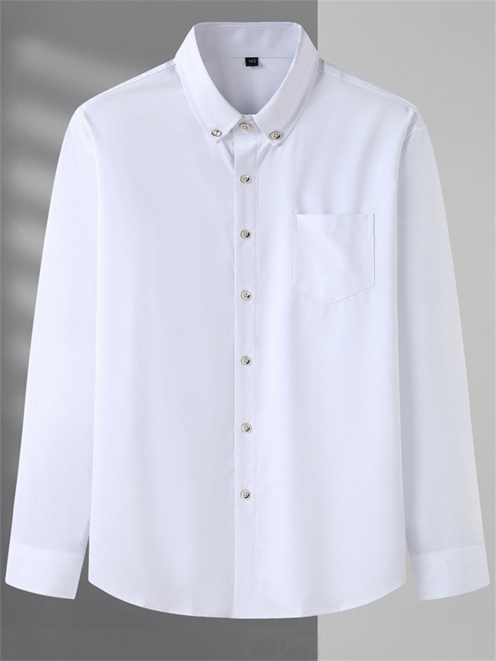 Simple Turn-Down Collar Button Up Long Sleeve Shirt for Men